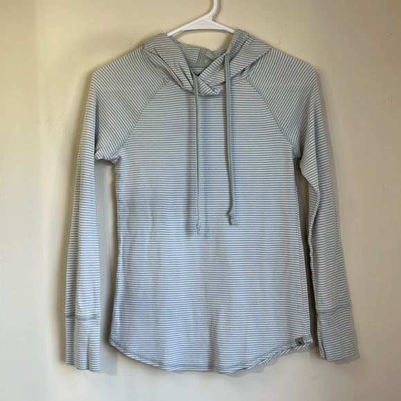 Eddie Bauer Tops - Eddie Bauer Green & White Striped Cotton Hoodie Size XS